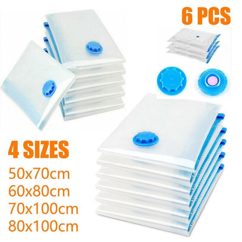 6PCS Vacuum Storage Bags Clothes Space Saver Organiser Seal Bags 4 Sizes - 70x100CM-6PCS V528-9360312039497