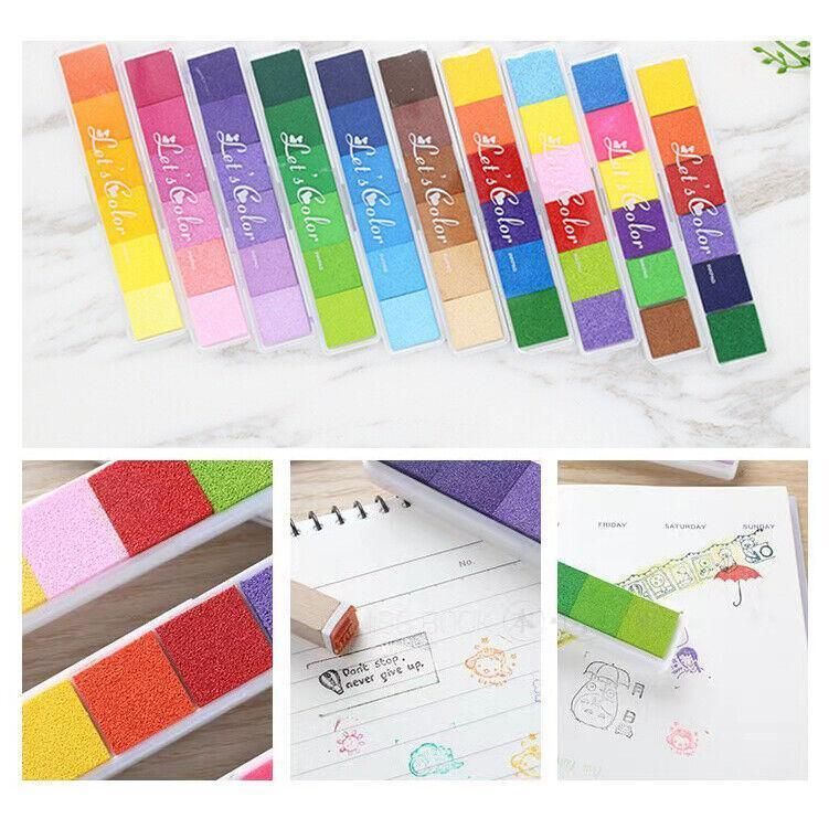 Gradient Color Ink Pad Inkpad Rubber Stamp Water Based Diy Finger Print 10 Colours - S3 Brown V528-9360312041544