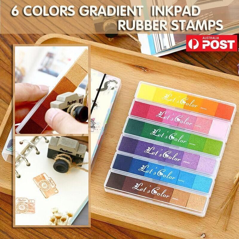 Gradient Color Ink Pad Inkpad Rubber Stamp Water Based Diy Finger Print 10 Colours - S4 Green V528-9360312041551