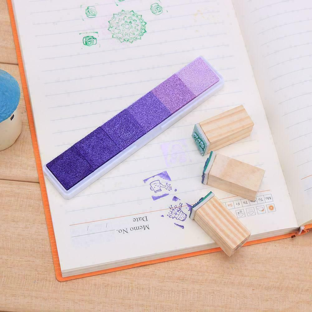 Gradient Color Ink Pad Inkpad Rubber Stamp Water Based Diy Finger Print 10 Colours - S6 Pink V528-9360312041575