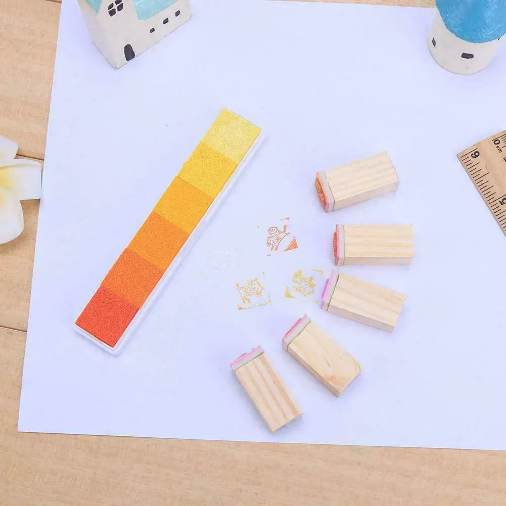 Gradient Color Ink Pad Inkpad Rubber Stamp Water Based Diy Finger Print 10 Colours - S6 Pink V528-9360312041575