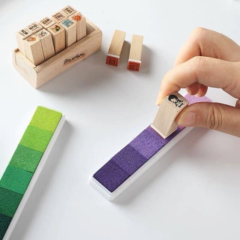 Gradient Color Ink Pad Inkpad Rubber Stamp Water Based Diy Finger Print 10 Colours - C2 V528-9360312041599