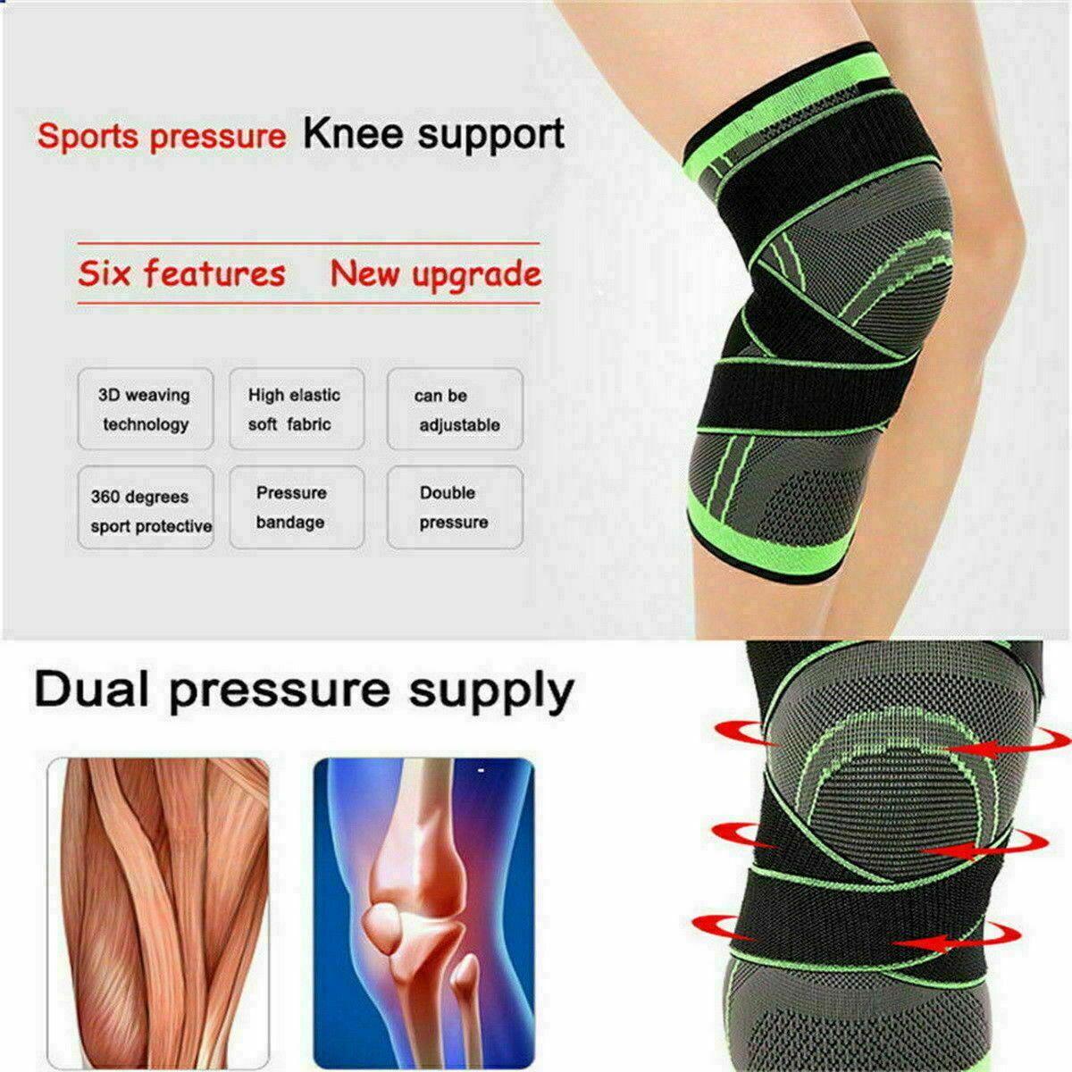 3D Weaving Knee Brace Breathable Sleeve Support Running Jogging Joint Pain Leg Black - Black-S V528-9360312043074