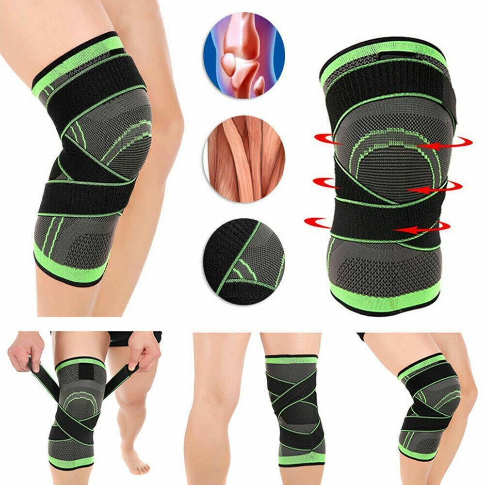 3D Weaving Knee Brace Breathable Sleeve Support Running Jogging Joint Pain Leg Green - Green-M V528-9360312043203
