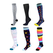 S/M Compression Socks Women Men Nursing Travel Stocking Sport Running - White Polka Dots V528-9360312048024