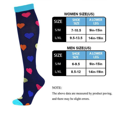 S/M Compression Socks Women Men Nursing Travel Stocking Sport Running - White Polka Dots V528-9360312048024