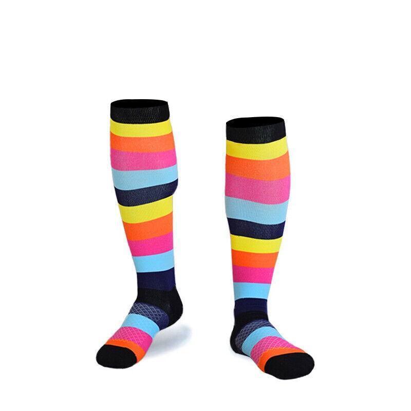 S/M Compression Socks Women Men Nursing Travel Stocking Sport Running - White Polka Dots V528-9360312048024