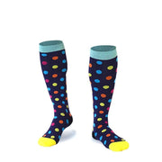 S/M Compression Socks Women Men Nursing Travel Stocking Sport Running - White Polka Dots V528-9360312048024