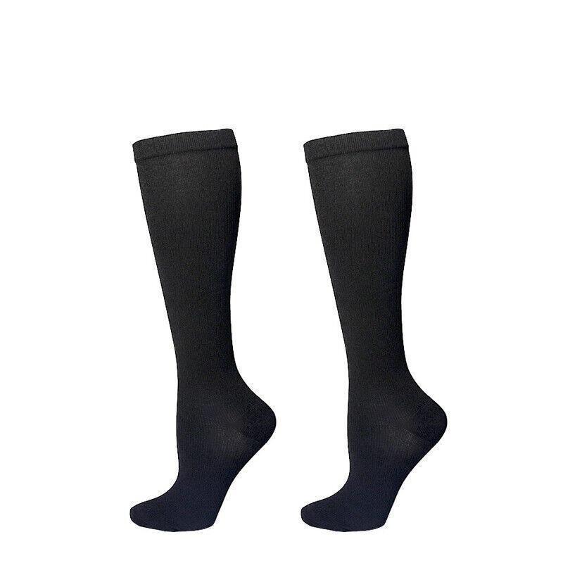 S/M Compression Socks Women Men Nursing Travel Stocking Sport Running - White Polka Dots V528-9360312048024