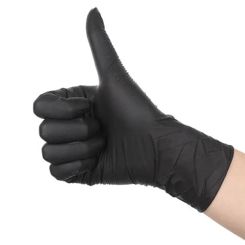 Thick Black Nitrile Gloves Industrial Mechanic Tattoo Tradie Rubber Protection - M V528-9360312050164
