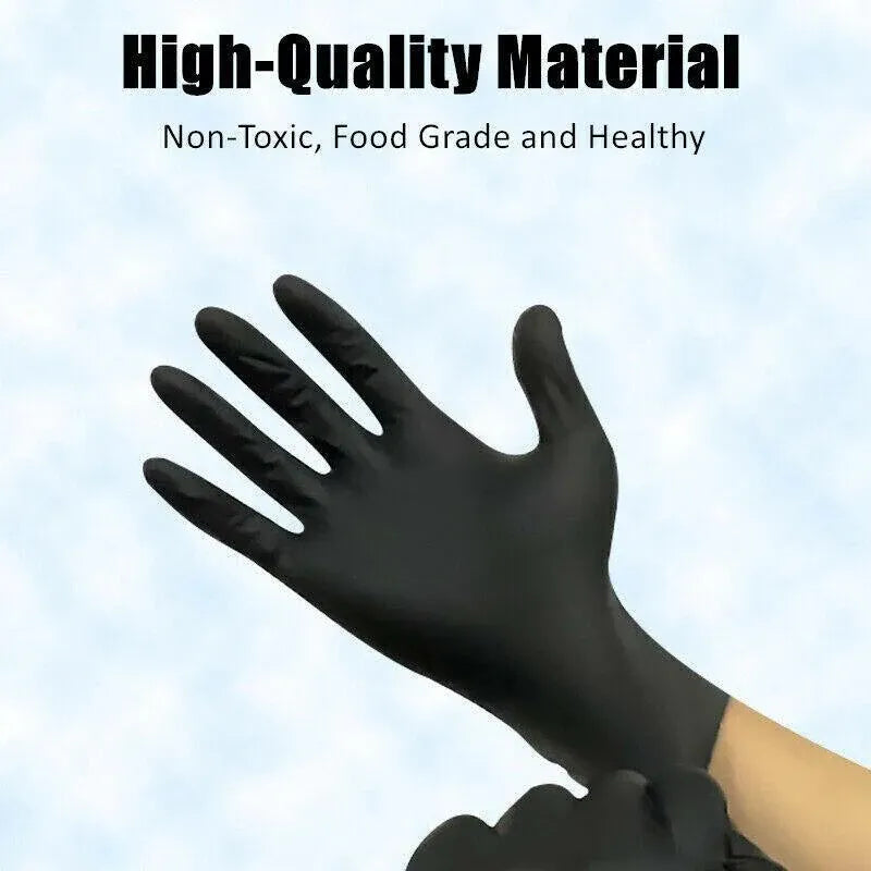 Thick Black Nitrile Gloves Industrial Mechanic Tattoo Tradie Rubber Protection - M V528-9360312050164