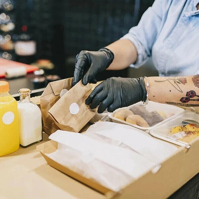 Thick Black Nitrile Gloves Industrial Mechanic Tattoo Tradie Rubber Protection - M V528-9360312050164