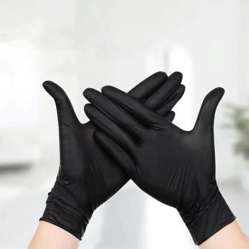 Thick Black Nitrile Gloves Industrial Mechanic Tattoo Tradie Rubber Protection - M V528-9360312050164