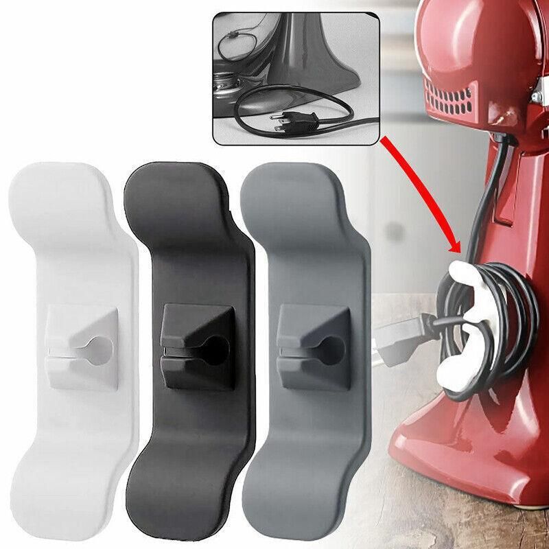 Cord Organizer Wrap Holder 4pcs Kitchen Appliance Cable Winder Adhesive Clip - 2PCS White+2PCS Black V528-9360312051543