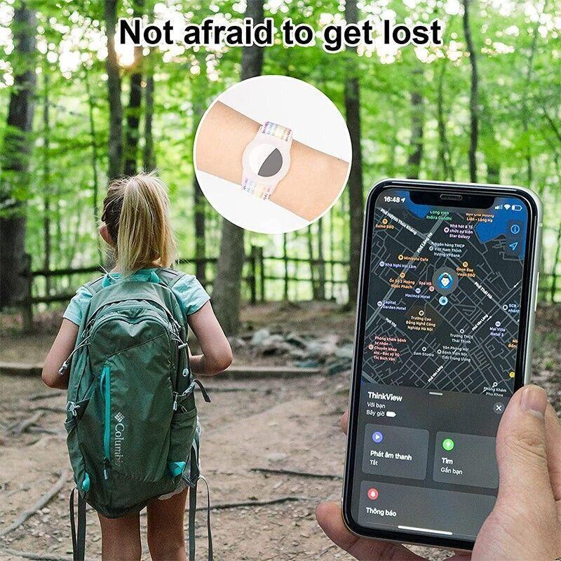 For Apple AirTag Case Protective Cover Wristband Nylon Air Tag Band Anti-lost L Size - Black V528-9360312055664