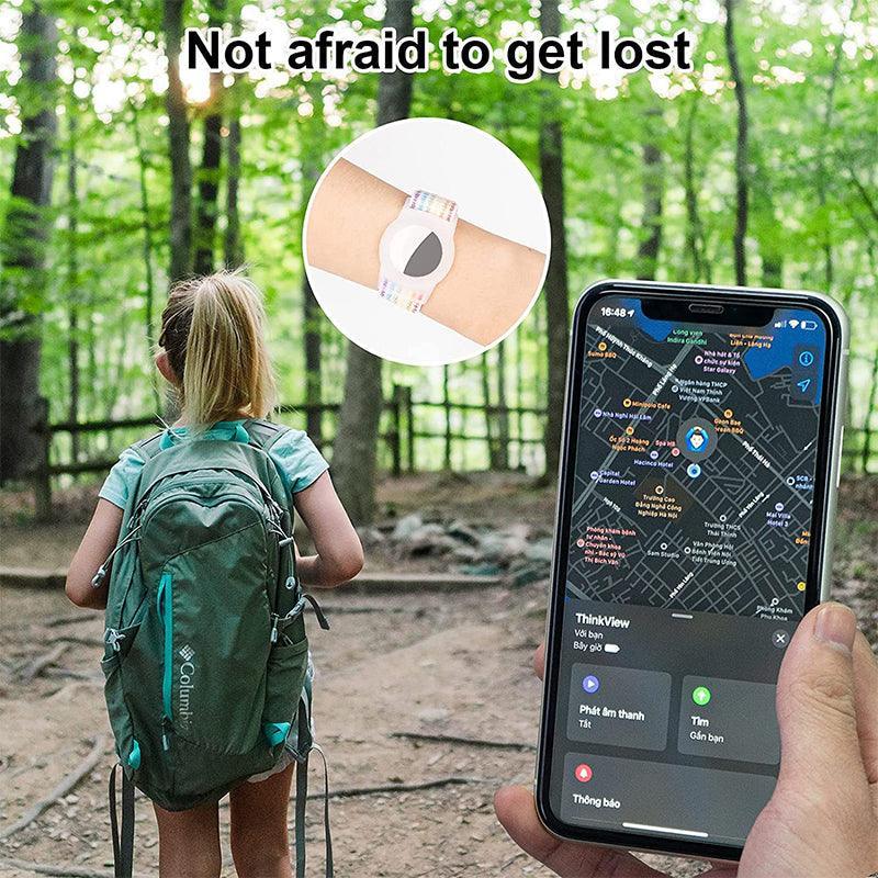 For Apple Airtag Case Protective Cover Wristband Nylon Air Tag Band Anti-Lost S Size - Rainbow V528-9360312055756