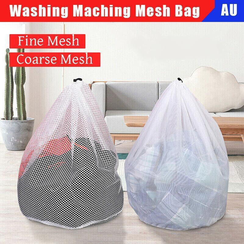 Drawstring Laundry Wash Bag Fine or Coarse Mesh Lingerie Delicate Clothes L - Coarse Mesh L V528-9360312057033