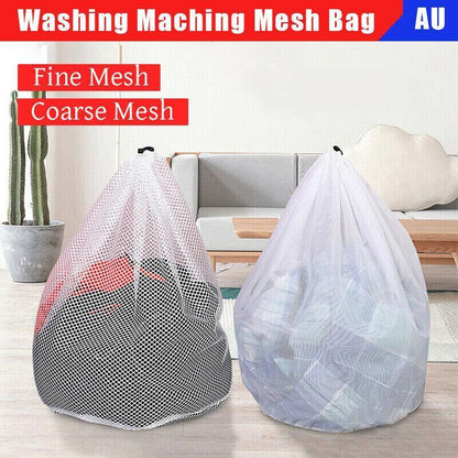 Drawstring Laundry Wash Bag Fine or Coarse Mesh Lingerie Delicate Clothes L - Coarse Mesh L V528-9360312057033