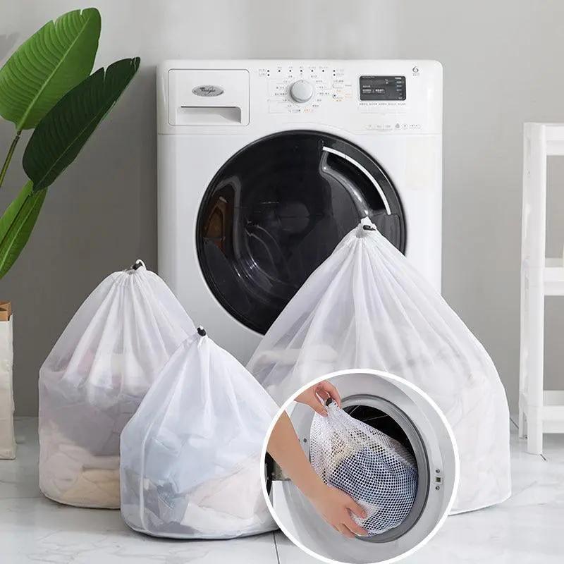 Drawstring Laundry Wash Bag Fine or Coarse Mesh Lingerie Delicate Clothes L - Coarse Mesh L V528-9360312057033