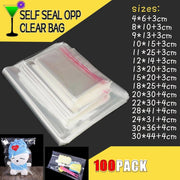 Multi-size Clear Self-Seal Cellophane Bags - Bulk Adhesive Opp - 8*10+2 V528-9360312059846