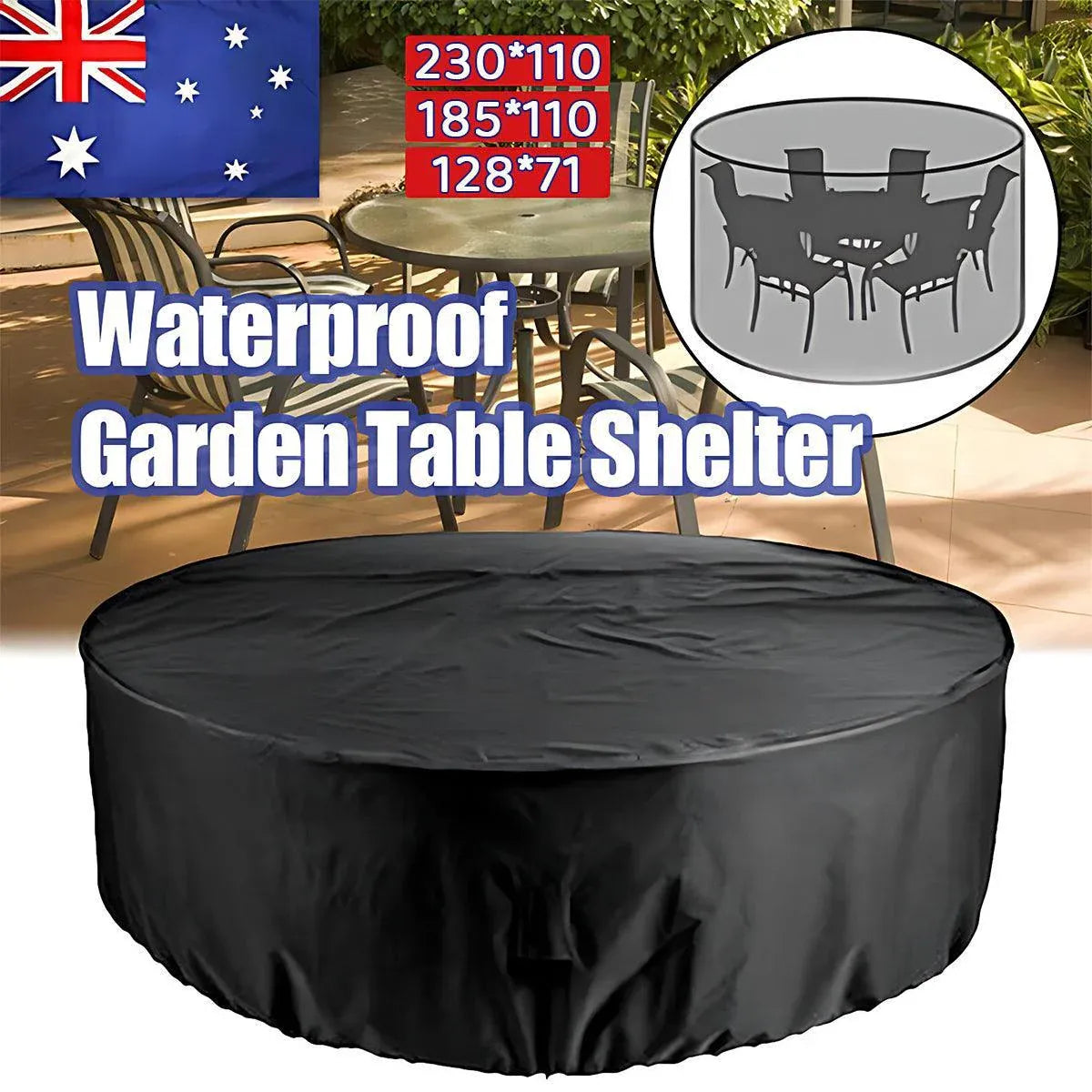 Outdoor Furniture Round 1.28M/1.85M/2.3M Cover Waterproof Garden Table Shelter - 230*110cm V528-9360312070261