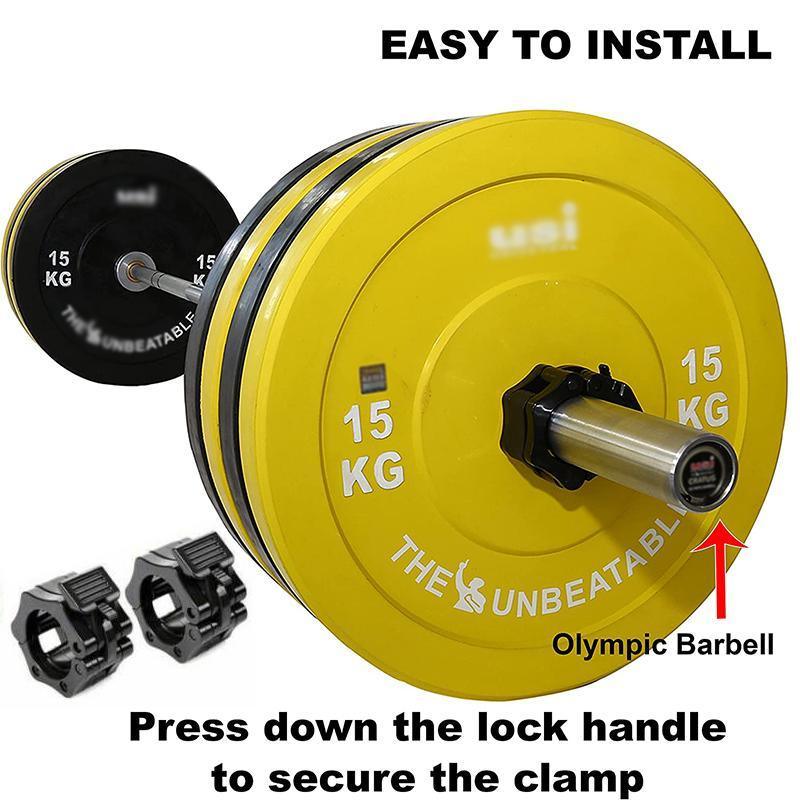50mm Barbell Clamp Collar Clip Olympic Weightlifting Lift Spring Lock - Black V528-9360312070605