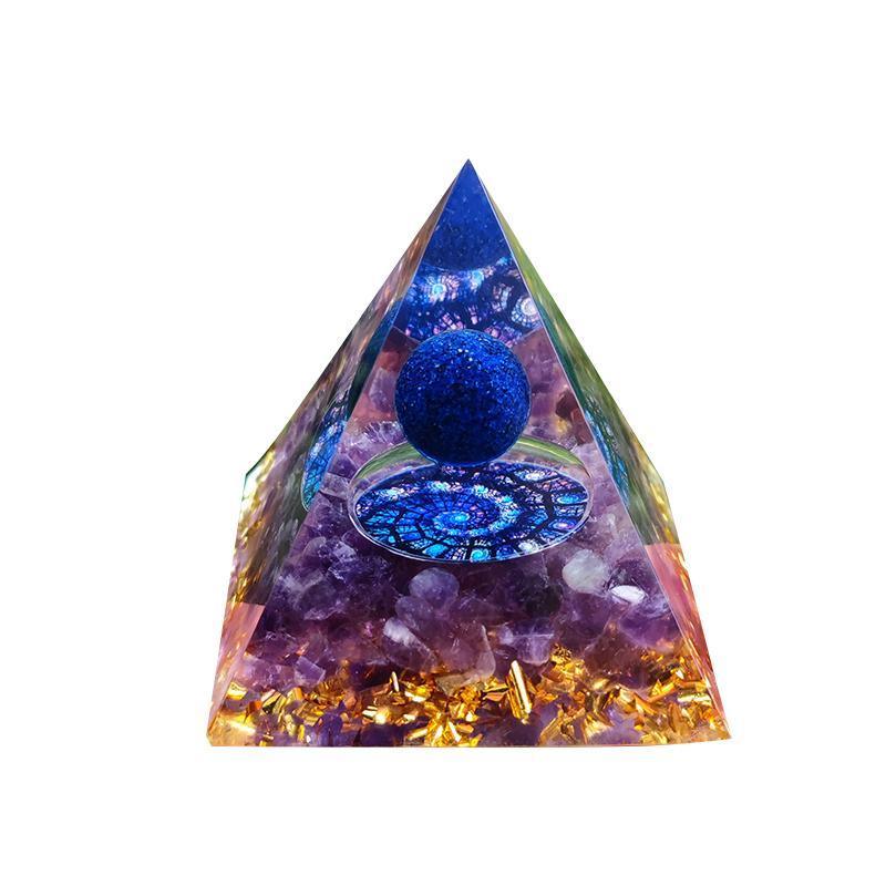 Amethyst Crystal Sphere Orgonite Pyramidamp Obsidians - Black Brown(60mmx60mm) V528-9360312073385