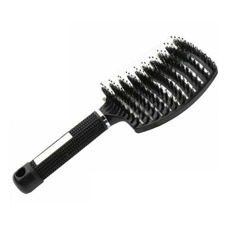 Detangle Nylon Boar Bristle Brush Hairbrush Smooth Hair Head Scalp Massage Comb - Black *1 Unit V528-9360312073699