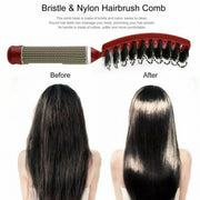 Detangle Nylon Boar Bristle Brush Hairbrush Smooth Hair Head Scalp Massage Comb - Black *1 Unit V528-9360312073699