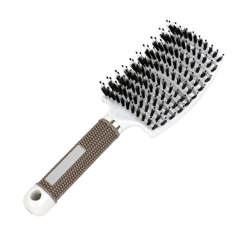 Detangle Nylon Boar Bristle Brush Hairbrush Smooth Hair Head Scalp Massage Comb - White *1 Unit V528-9360312073712