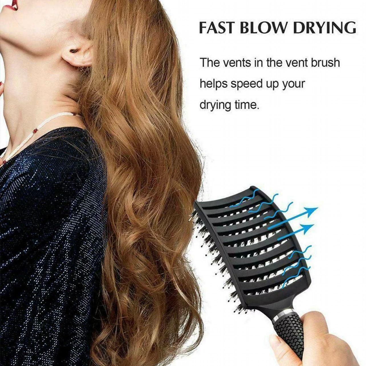 Detangle Nylon Boar Bristle Brush Hairbrush Smooth Hair Head Scalp Massage Comb - White *1 Unit V528-9360312073712