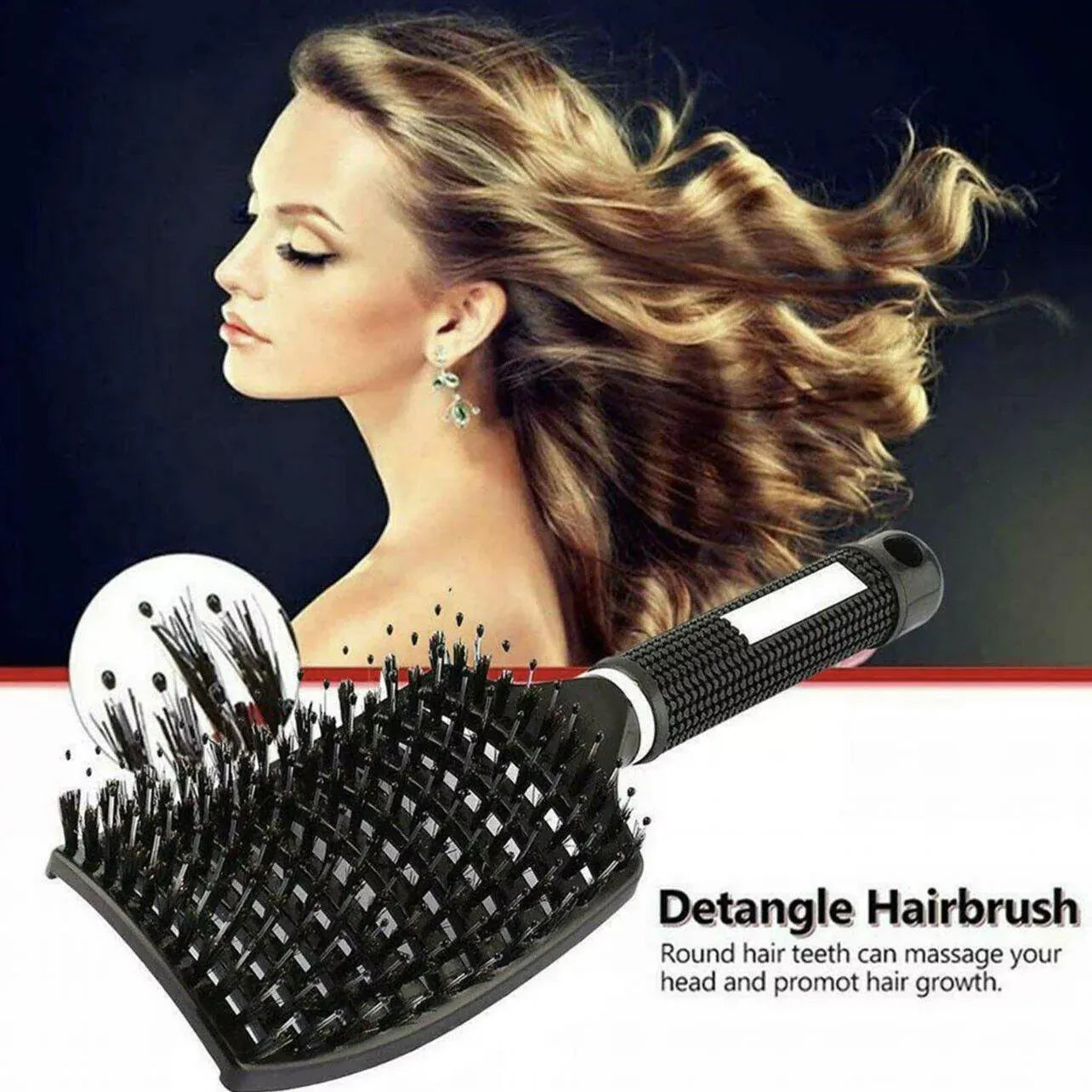Detangle Nylon Boar Bristle Brush Hairbrush Smooth Hair Head Scalp Massage Comb - White *1 Unit V528-9360312073712