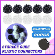 20PCS Wire Storage Cube Plastic Connectors Mesh Snap Plastic Push Grid - White V528-9360312079448