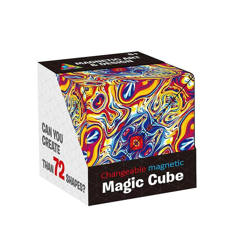 Variety Changeable Magnetic Magic Cube 3D Hand Flip Puzzle Anti Stress Toys Gift - Flame Pattern V528-9360312080017