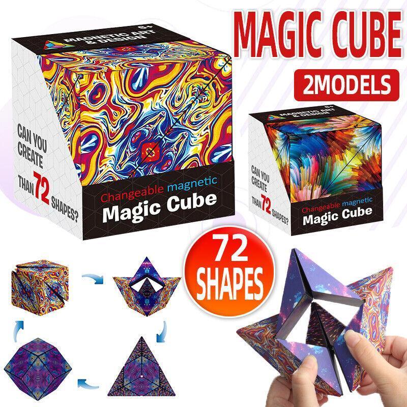 Variety Changeable Magnetic Magic Cube 3D Hand Flip Puzzle Anti Stress Toys Gift - Colourful Pattern V528-9360312080024