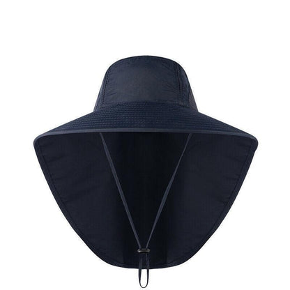 1x Neck Flap Cap Unisex Outdoor Sport Fishing Hat Sun Protection Wide Brim Cover - Navy V528-9360312080383