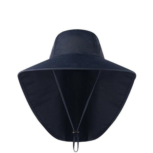 1x Neck Flap Cap Unisex Outdoor Sport Fishing Hat Sun Protection Wide Brim Cover - Navy V528-9360312080383