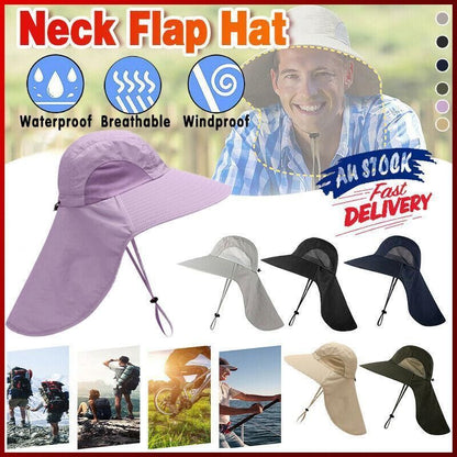 1x Neck Flap Cap Unisex Outdoor Sport Fishing Hat Sun Protection Wide Brim Cover - Navy V528-9360312080383