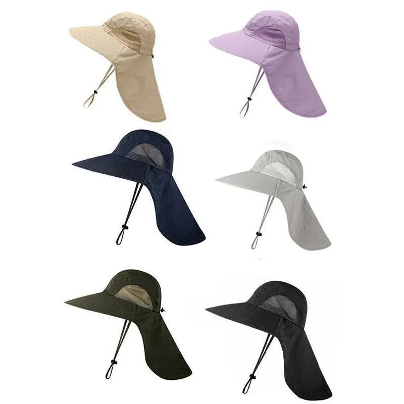 1x Neck Flap Cap Unisex Outdoor Sport Fishing Hat Sun Protection Wide Brim Cover - Navy V528-9360312080383