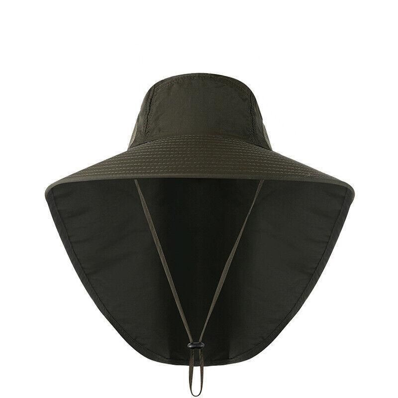 1x Neck Flap Cap Unisex Outdoor Sport Fishing Hat Sun Protection Wide Brim Cover - Navy V528-9360312080383