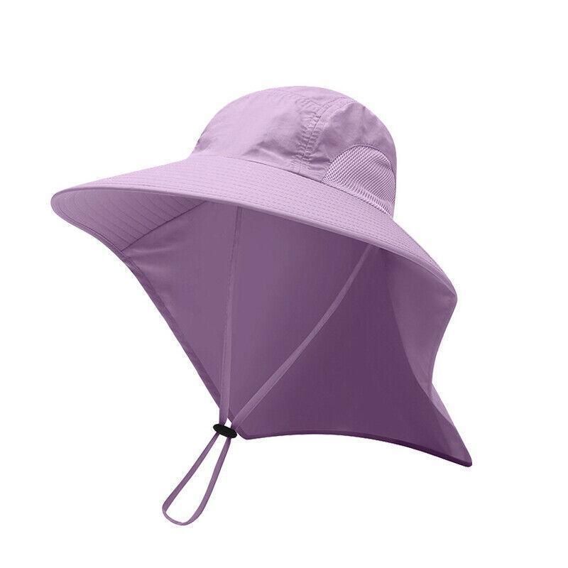 1x Neck Flap Cap Unisex Outdoor Sport Fishing Hat Sun Protection Wide Brim Cover - Purple V528-9360312080406