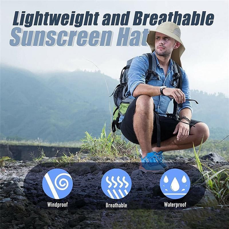 1x Neck Flap Cap Unisex Outdoor Sport Fishing Hat Sun Protection Wide Brim Cover - Khaki V528-9360312080413
