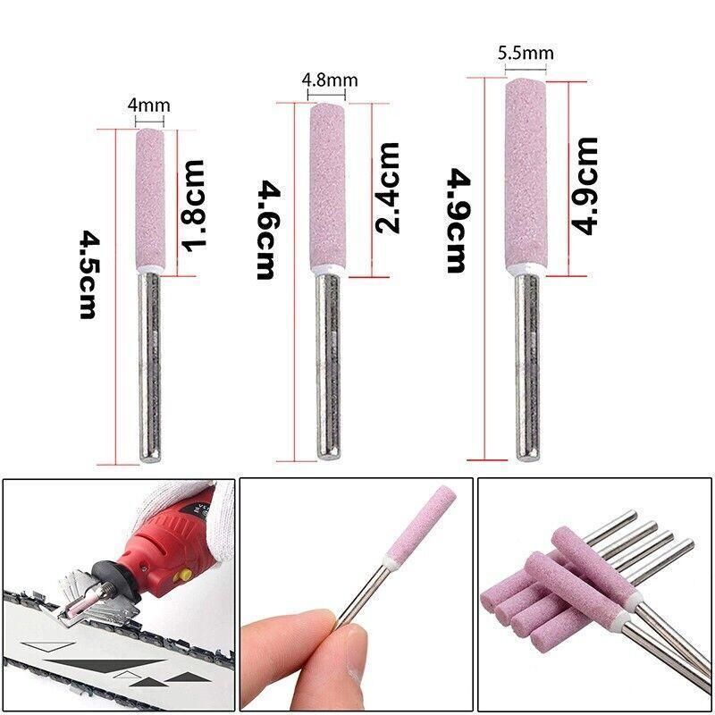 10 Pack Chain Tool Sharpener Grinding Stones for Rotary Bit Kits 4/4.8/5.5mm - 3MM X 4MM