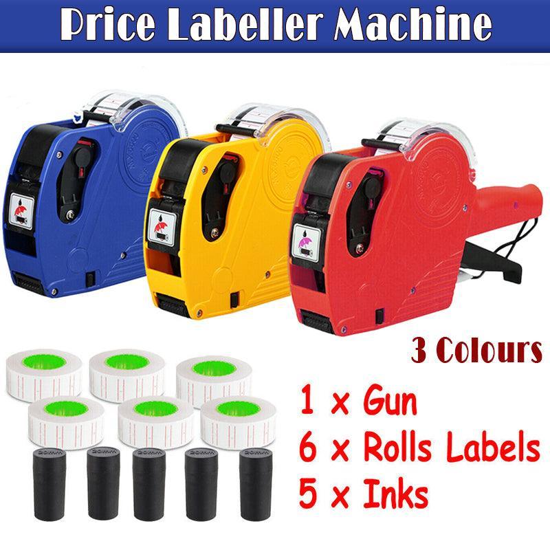 Tag Gun Labeller Kit With 6 Rolls Labels And 5 Inks Roller - Yellow V528-9360312082684