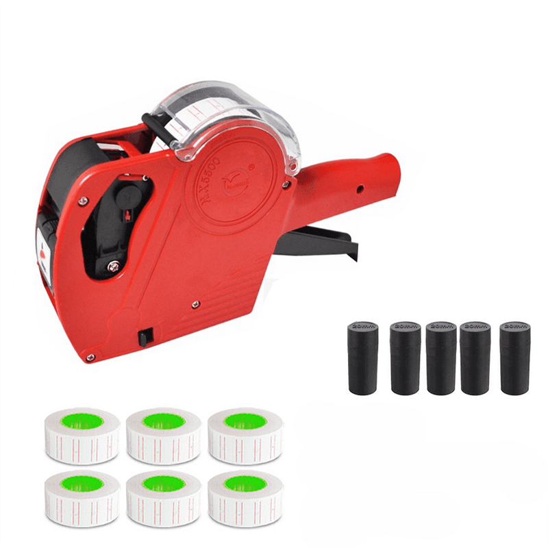 Tag Gun Labeller Kit With 6 Rolls Labels And 5 Inks Roller - Yellow V528-9360312082684