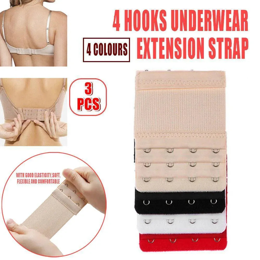4 Hooks Underwear Extension Bra Buckle Bra Extender Hook Brassiere Strap - Beige V528-9360312084190