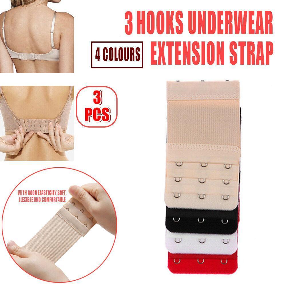 3 Hooks Underwear Extension Bra Buckle Bra Extender Hook Brassiere Strap - White V528-9360312084275