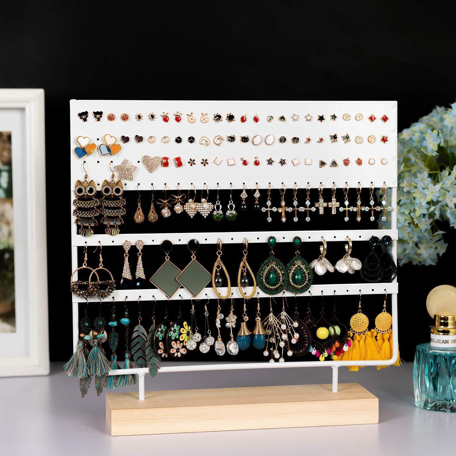 Earring Stand Display Rack 3-Tier Ear Stud Holder Jewelry Organizer 144 Holes - Black V528-9360312084442