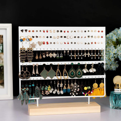 Earring Stand Display Rack 3-Tier Ear Stud Holder Jewelry Organizer 144 Holes - White V528-9360312084459