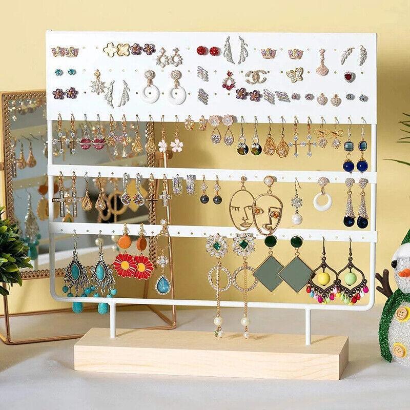 Earring Stand Display Rack 3-Tier Ear Stud Holder Jewelry Organizer 144 Holes - White V528-9360312084459